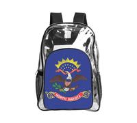 JBYJBX North Dakota State Flag Print Clear Backpack Large Capacity Travel Hiking Work See Through Bookbag with Pocket