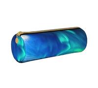 JBYJBX Northern Lights Print Leather Pencil Case Pouch - Slim & Cute Pencil Cases For Adults, Men And Women