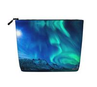 JBYJBX Northern Lights Print Makeup Bag Waterproof Travel Cosmetic Tote Zippered Pouch For Women Toiletry Bag, Black, One Size, Black, One Size