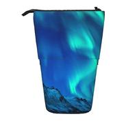 JBYJBX Northern Lights Print Pencil Case Multipurpose Telescopic Pencil Case Organizer, Stationery Storage Bag, Black, One Size