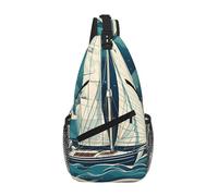 JBYJBX Ocean Sailboat Print Unisex Cross Chest Bag Diagonal Sling Backpack Capacity For Travel Hiking Daily Use