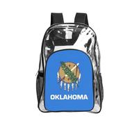 JBYJBX Oklahoma State Flag Print Clear Backpack Large Capacity Travel Hiking Work See Through Bookbag with Pocket