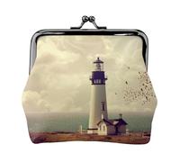 Jbyjbx Old Lighthouse Print Compact Coin Purse Cute Small Zipper Wallet With Kiss Lock For Daily Use And Gifts