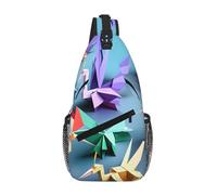 JBYJBX Origami Multicolor Papercraft Cranes Print Unisex Cross Chest Bag Diagonal Sling Backpack Capacity For Travel Hiking Daily Use