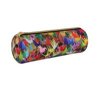 JBYJBX Origami Paper Cranes Print Leather Pencil Case Pouch - Slim & Cute Pencil Cases For Adults, Men And Women