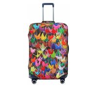 JBYJBX Origami Paper Cranes Print Suitcase Cover Luggage Protector Washable Elastic Fashionable Travel Gear Cover, Black, X-Large