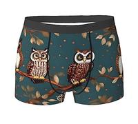JBYJBX Owls on Tree Branches Print Men's Funny Underwear Boxer Briefs, Warriors & Scholars Mens boxer Shorts Boxer, Black, L