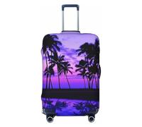 JBYJBX Palm Tree Purple Sunset Print Suitcase Cover Luggage Protector Washable Elastic Fashionable Travel Gear Cover, Black, Medium