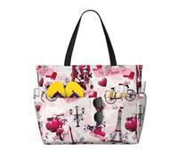 JBYJBX Paris Eiffel Tower France Print Beach Tote Large Capacity Travel Bag Waterproof Sandproof And Lightweight
