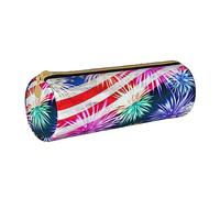 JBYJBX Patriotic 4th Of July American Flag Print Leather Pencil Case Pouch - Slim & Cute Pencil Cases For Adults, Men And Women