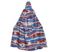 JBYJBX Patriotic Stars Strips Independence Day Print Halloween Cosplay Medieval Festivals For Unisex Full Length Cloak With Hat Hooded