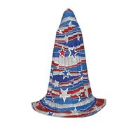 JBYJBX Patriotic Stars Strips Independence Day Print Unisex Hooded Cloak Halloween Cosplay Costume Christmas Carnival Party Wear Cape