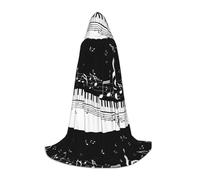 JBYJBX Piano Keys With Musical Notes Print Carnival Hooded Cape Cosplay Costume Cloak For Festival Wear Seasonal Celebrations