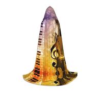 JBYJBX Piano Violin Music Notes Print Unisex Hooded Cloak Halloween Cosplay Costume Christmas Carnival Party Wear Cape