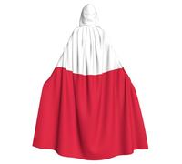 JBYJBX Polish Flag Print Halloween Cosplay Medieval Festivals For Unisex Full Length Cloak With Hat Hooded