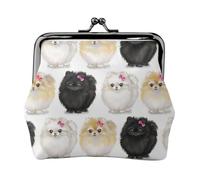 Jbyjbx Pomeranians Pattern Print Compact Coin Purse Cute Small Zipper Wallet With Kiss Lock For Daily Use And Gifts