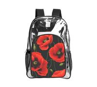 JBYJBX poppy flowers Print Clear Backpack Large Capacity Travel Hiking Work See Through Bookbag with Pocket