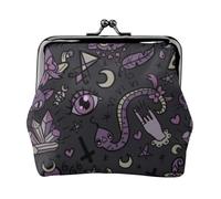 Jbyjbx Purple Black Goth Spooky Print Compact Coin Purse Cute Small Zipper Wallet With Kiss Lock For Daily Use And Gifts