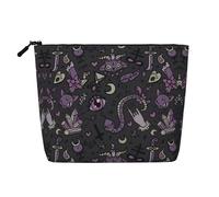 JBYJBX Purple Black Goth Spooky Print Makeup Bags Waterproof Travel Cosmetic Tote Zippered Pouch For Women Toiletry Bag, Black, One Size, Black, One Size