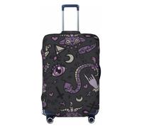 JBYJBX Purple Black Goth Spooky Print Suitcase Cover Luggage Protector Washable Elastic Fashionable Travel Gear Cover, Black, S