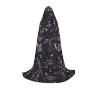 JBYJBX Purple Black Goth Spooky Print Unisex Hooded Cloak Halloween Cosplay Costume Christmas Carnival Party Wear Cape
