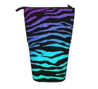 JBYJBX Purple Blue Green Camouflage Zebra Stripes Print Pencil Case Multipurpose Telescopic Pencil Case Organizer, Stationery Storage Bag, Black, One Size