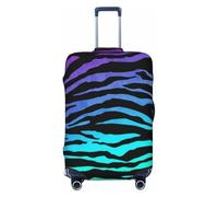JBYJBX Purple Blue Green Camouflage Zebra Stripes Print Suitcase Cover Luggage Protector Washable Elastic Fashionable Travel Gear Cover, Black, Large