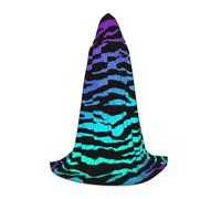 JBYJBX Purple Blue Green Camouflage Zebra Stripes Print Unisex Hooded Cloak Halloween Cosplay Costume Christmas Carnival Party Wear Cape