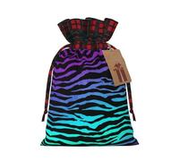 JBYJBX Purple Blue Green Camouflage Zebra Stripes Printing Christmas Drawstring Gift Bag For Xmas Wrapping Festive Packaging Party Favors