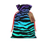 JBYJBX Purple Blue Green Camouflage Zebra Stripes Printing Christmas Drawstring Gift Bags Holiday Sack For Xmas Party Favor Filler Present