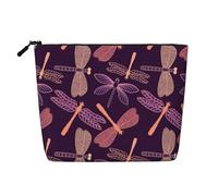 JBYJBX Purple Dragonfly Print Makeup Bag Waterproof Travel Cosmetic Tote Zippered Pouch For Women Toiletry Bag, Black, One Size, Black, One Size