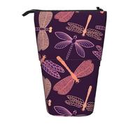 JBYJBX Purple Dragonfly Print Pencil Case Multipurpose Telescopic Pencil Case Organizer, Stationery Storage Bag