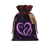 JBYJBX Purple Hearts Printing Christmas Drawstring Gift Bag For Xmas Wrapping Festive Packaging Party Favors