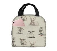 JBYJBX Rabbit Background Print Insulation Thermal Lunch Bag Leakproof, Reusable Cooler Lunch Bag Adults