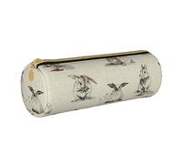 JBYJBX Rabbit Background Print Leather Pencil Case Pouch - Slim & Cute Pencil Cases For Adults, Men And Women