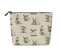 JBYJBX Rabbit Background Print Makeup Bag Waterproof Travel Cosmetic Tote Zippered Pouch For Women Toiletry Bag, Black, One Size, Black, One Size