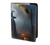 JBYJBX Rainbow Halloween Ghost Witch Hat Spiders Print Passport 5.5in Travel Document Lightweight Wallet Men Women Business Leisure Trips