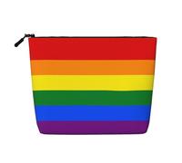 JBYJBX Rainbow Print Makeup Bag Waterproof Travel Cosmetic Tote Zippered Pouch For Women Toiletry Bag, Black, One Size