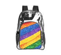 JBYJBX Rainbow stripes Print Clear Backpack Large Capacity Travel Hiking Work See Through Bookbag with Pocket