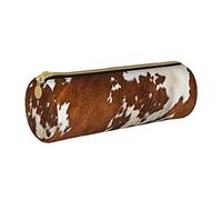 JBYJBX Red And White Cowhide Print Leather Pencil Case Pouch - Slim & Cute Pencil Cases For Adults, Men And Women