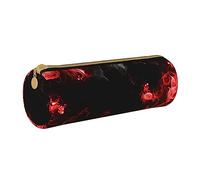 JBYJBX Red Black White Abstract Print Leather Pencil Case Pouch - Slim & Cute Pencil Cases For Adults, Men And Women