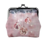 Jbyjbx Red Christmas Ball Print Compact Coin Purse Cute Small Zipper Wallet With Kiss Lock For Daily Use And Gifts