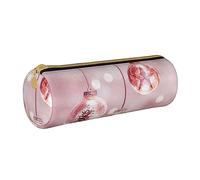 JBYJBX Red Christmas Ball Print Leather Pencil Case Pouch - Slim & Cute Pencil Cases For Adults, Men And Women