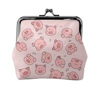 Jbyjbx Red Cute Pig Print Compact Coin Purse Cute Small Zipper Wallet With Kiss Lock For Daily Use And Gifts
