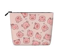 JBYJBX Red Cute Pig Print Makeup Bag Waterproof Travel Cosmetic Tote Zippered Pouch For Women Toiletry Bag, Black, One Size