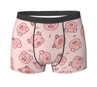 JBYJBX Red Cute Pig Print Men'S Boxer Briefs Soft Comfortable Underwear Trunks, Stretch Mens Boxer Shorts, Black, Medium