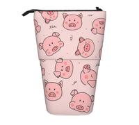 JBYJBX Red Cute Pig Print Pencil Case Multipurpose Telescopic Pencil Case Organizer, Stationery Storage Bag