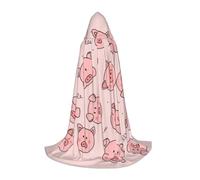 JBYJBX Red Cute Pig Print Unisex Hooded Cloak Halloween Cosplay Costume Christmas Carnival Party Wear Cape