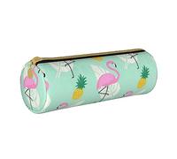 JBYJBX Red Flamingo Pineapples Print Leather Pencil Case Pouch - Slim & Cute Pencil Cases For Adults, Men And Women