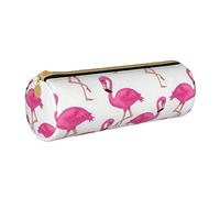 JBYJBX Red Flamingo Print Leather Pencil Case Pouch - Slim & Cute Pencil Cases For Adults, Men And Women